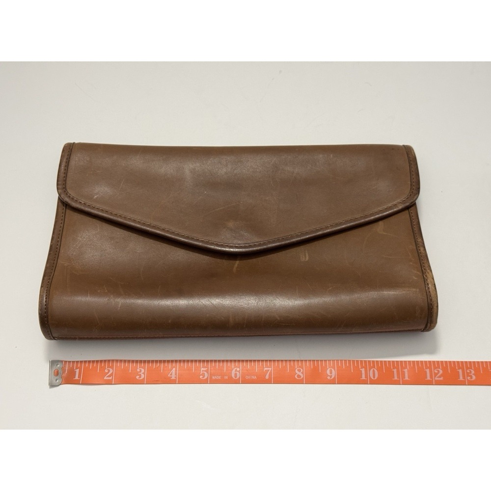 Coach Brown 1970s Vintage Leather Envelope Clutch Bag Made in New York